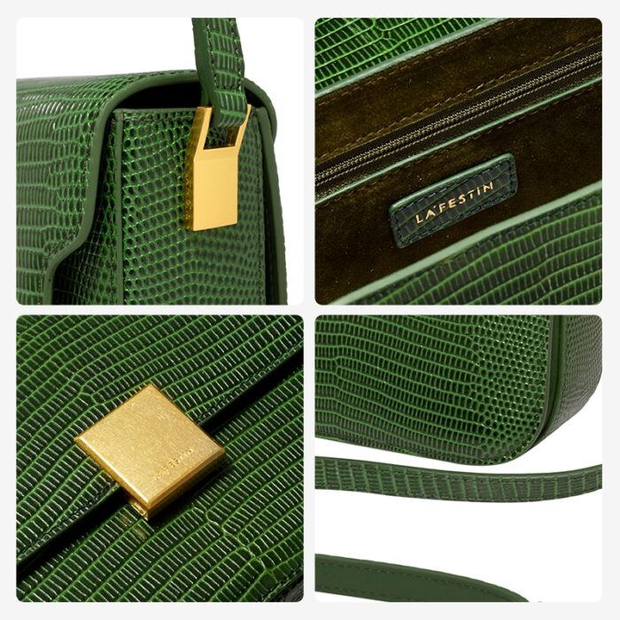LA FESTIN lizard pattern leather saddle bag